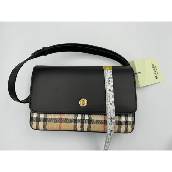 Burberry Hampshire Canvas Compact Leather Check Pattern Shoulder/Crossbody Bag A - Picture 13 of 16